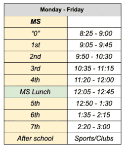 MS Bell Schedule
